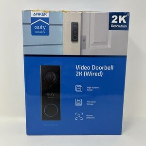 eufy Security Video Doorbell 2K Wired T8200 Black New Sealed - Box Wear